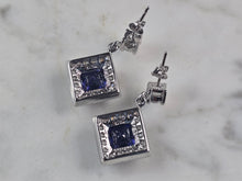 Load image into Gallery viewer, Womens Vintage Estate Sterling Silver Tanzanite CZ Stud Earrings 8.0g E4679