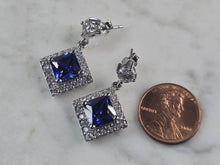 Load image into Gallery viewer, Womens Vintage Estate Sterling Silver Tanzanite CZ Stud Earrings 8.0g E4679