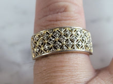 Load image into Gallery viewer, Womens Vintage Estate Sterling Silver Gold Tone CZ Ring 3.5g E4691