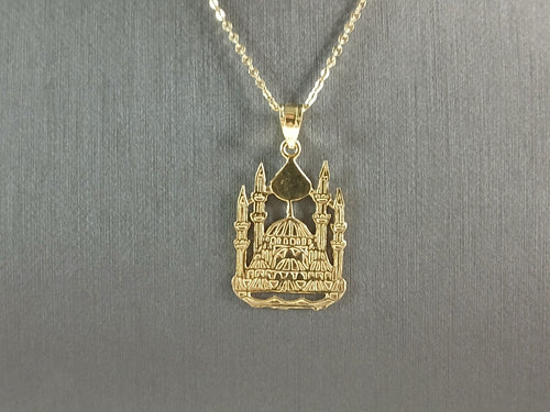 Sterling Silver GT Religious Muslim Islam Mosque Pendant Necklace 3.3g E4692