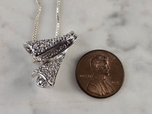 Load image into Gallery viewer, Womens Vintage Estate Sterling Silver CZ Stone Pendant W/ Necklace 7.4g E4718