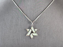 Load image into Gallery viewer, Sterling Silver Jewish Judaica Star of David Opal Pendant Necklace 7.0g E4749