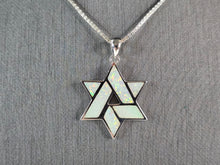 Load image into Gallery viewer, Sterling Silver Jewish Judaica Star of David Opal Pendant Necklace 7.0g E4749