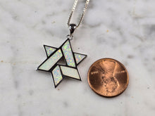 Load image into Gallery viewer, Sterling Silver Jewish Judaica Star of David Opal Pendant Necklace 7.0g E4749