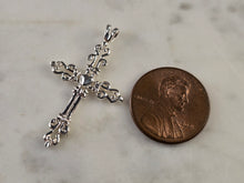 Load image into Gallery viewer, Womens Sterling Silver Religious Cross Heart Pendant 1.7g E4755