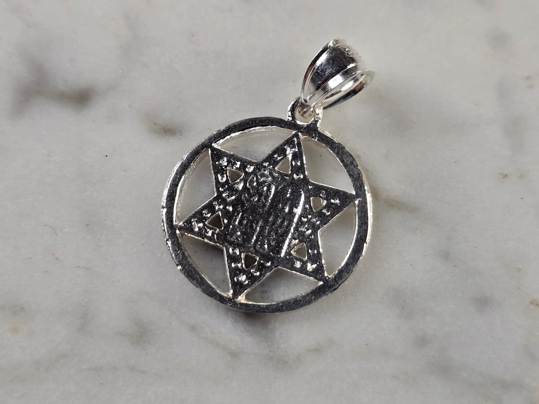 Sterling Silver Jewish Judaica Star of David Torah Pendant, 1.6g E4763