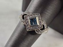 Load image into Gallery viewer, Womens Vintage Estate 14K White Gold Blue Diamond Ring 6.2g E4768