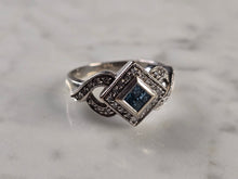 Load image into Gallery viewer, Womens Vintage Estate 14K White Gold Blue Diamond Ring 6.2g E4768