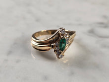 Load image into Gallery viewer, Womens Vintage Estate 14K Yellow Gold Emerald &amp; Diamond Ring 5.0g #E4785