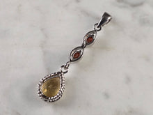 Load image into Gallery viewer, Womens  Estate Sterling Silver Citrine Garnet Pendant 2.6g E4791