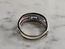 Load image into Gallery viewer, Womens Art Deco 14K White Gold Band Blue Sapphire &amp; Diamond Ring 6.1g E4820