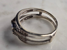Load image into Gallery viewer, Womens Art Deco 14K White Gold Band Blue Sapphire &amp; Diamond Ring 6.1g E4820