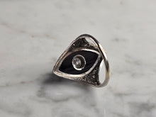 Load image into Gallery viewer, Womens Vintage Estate Platinum Onyx Diamond Ring, 4.7g E4839