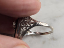 Load image into Gallery viewer, Womens Vintage Estate Platinum Onyx Diamond Ring, 4.7g E4839