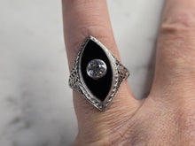 Load image into Gallery viewer, Womens Vintage Estate Platinum Onyx Diamond Ring, 4.7g E4839
