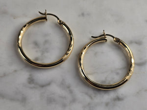 Pr of Womens Vintage Estate 14K Yellow Gold Hoop Earrings 3.0g E4856