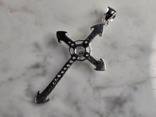 Load image into Gallery viewer, Womens Vintage Estate Sterling Silver CZ Religious Cross Pendant 3.3g E4881