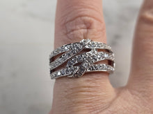 Load image into Gallery viewer, Womens Vintage Estate Sterling Silver Modernist CZ Ring 4.7g E4889