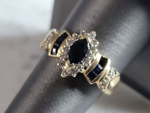 Load image into Gallery viewer, Womens Vintage Estate 10K Gold Sapphire &amp; Diamond Ring, 4.5g E4900