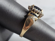 Load image into Gallery viewer, Womens Vintage Estate 10K Gold Sapphire &amp; Diamond Ring, 4.5g E4900