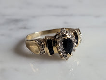 Load image into Gallery viewer, Womens Vintage Estate 10K Gold Sapphire &amp; Diamond Ring, 4.5g E4900