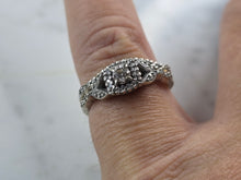 Load image into Gallery viewer, Womens Vintage Estate 10K White Gold Diamond Ring Set 3.7g, E4911