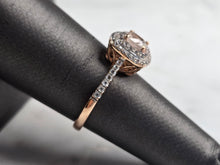 Load image into Gallery viewer, Womens Vintage Estate 10k Rose Gold Pink Quartz Diamond Ring 2.2g E4919