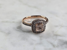 Load image into Gallery viewer, Womens Vintage Estate 10k Rose Gold Pink Quartz Diamond Ring 2.2g E4919