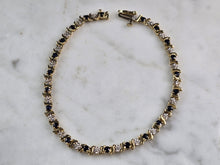 Load image into Gallery viewer, Womens Vintage Estate 14k Gold Diamond &amp; Sapphire Tennis Bracelet 7.0g #E4924