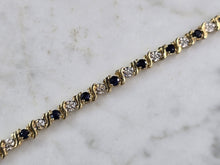Load image into Gallery viewer, Womens Vintage Estate 14k Gold Diamond &amp; Sapphire Tennis Bracelet 7.0g #E4924