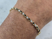 Load image into Gallery viewer, Womens Vintage Estate 14k Gold Diamond &amp; Sapphire Tennis Bracelet 7.0g #E4924