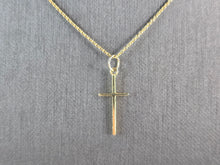 Load image into Gallery viewer, Womens Vintage Estate 14k Gold Religious Cross Pendant Necklace 2.2g E4926