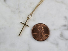 Load image into Gallery viewer, Womens Vintage Estate 14k Gold Religious Cross Pendant Necklace 2.2g E4926
