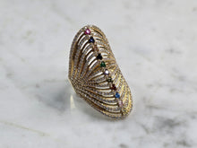 Load image into Gallery viewer, Womens 14k Yellow Gold Modernist Multi Stone Ring 6.2g E4929