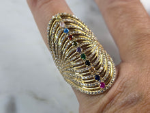 Load image into Gallery viewer, Womens 14k Yellow Gold Modernist Multi Stone Ring 6.2g E4929