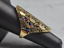 Load image into Gallery viewer, Womens 14k Yellow Gold Modernist Multi Stone Ring 6.4g E4937