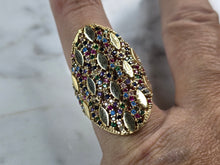 Load image into Gallery viewer, Womens 14k Yellow Gold Modernist Multi Stone Ring 6.4g E4937