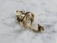 Load image into Gallery viewer, Womens 14k Yellow Gold Modernist Multi Stone Peacock Ring 6.1g E4938