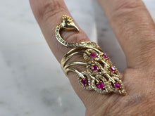 Load image into Gallery viewer, Womens 14k Yellow Gold Modernist Multi Stone Peacock Ring 6.1g E4938