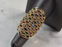 Load image into Gallery viewer, Womens 14k Yellow Gold Modernist Multi Stone Ring 8.5g E4939