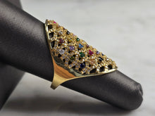 Load image into Gallery viewer, Womens 14k Yellow Gold Modernist Multi Stone Ring 8.5g E4939