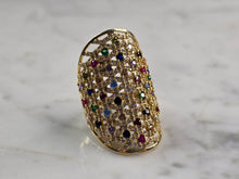 Load image into Gallery viewer, Womens 14k Yellow Gold Modernist Multi Stone Ring 8.5g E4939