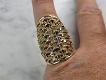 Load image into Gallery viewer, Womens 14k Yellow Gold Modernist Multi Stone Ring 8.5g E4939