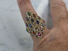 Load image into Gallery viewer, Womens 14k Yellow Gold Modernist Multi Stone Ring 6.7g E4940