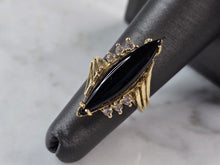 Load image into Gallery viewer, Womens Vintage Estate 14K Yellow Gold Onyx CZ Ring 4.8g E4941