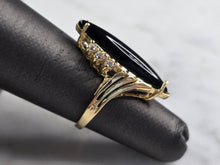 Load image into Gallery viewer, Womens Vintage Estate 14K Yellow Gold Onyx CZ Ring 4.8g E4941