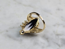Load image into Gallery viewer, Womens Vintage Estate 14K Yellow Gold Onyx CZ Ring 4.8g E4941