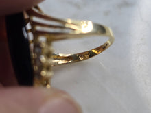 Load image into Gallery viewer, Womens Vintage Estate 14K Yellow Gold Onyx CZ Ring 4.8g E4941