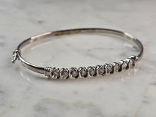 Load image into Gallery viewer, Womens Vintage Estate 14k White Gold CZ Bangle Bracelet 7.5g E4943