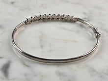 Load image into Gallery viewer, Womens Vintage Estate 14k White Gold CZ Bangle Bracelet 7.5g E4943
